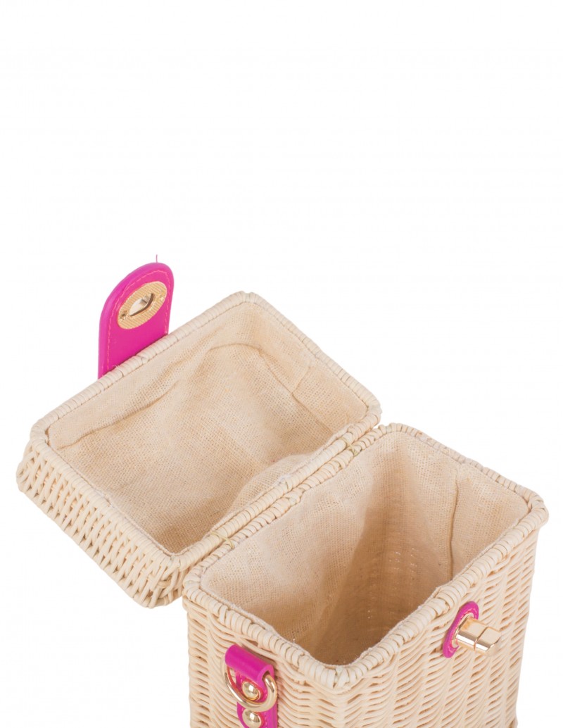 bolso caja de rafia rígido