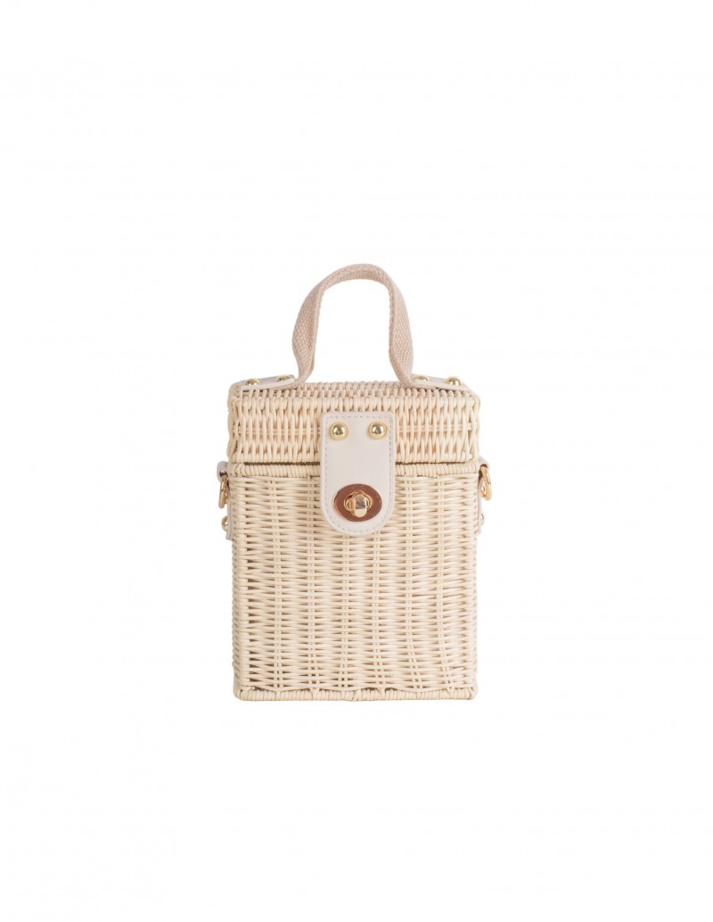 bolso caja rafia beige