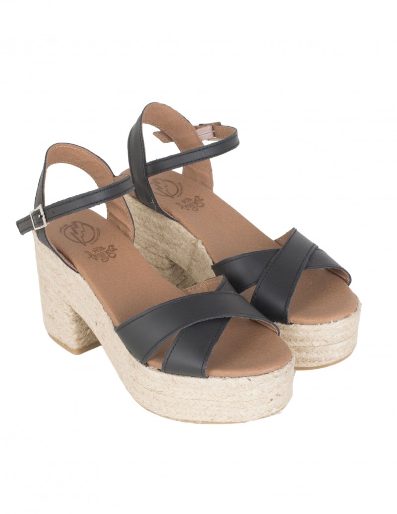 sandalias esparto tacón negras 2