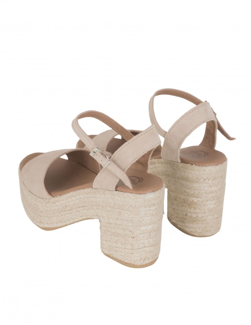 sandalias esparto tacón beige