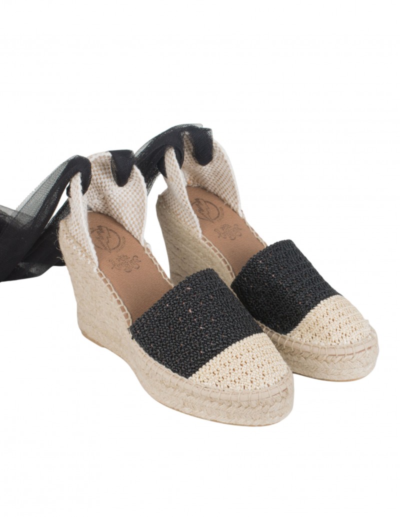 alpargatas cuña tul negro 2