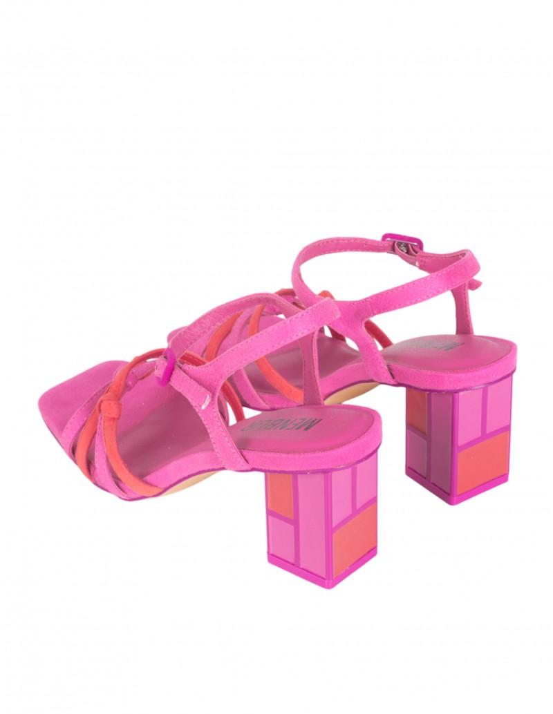 sandalias fucsia y rojo