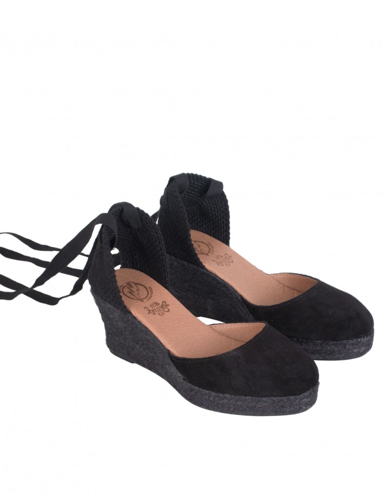 alpargatas cuña media negras 2