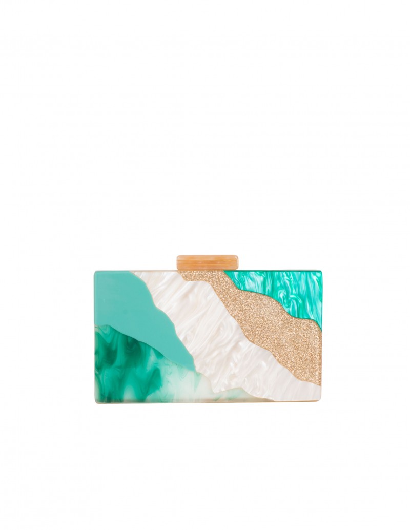 clutch verde aguamarina