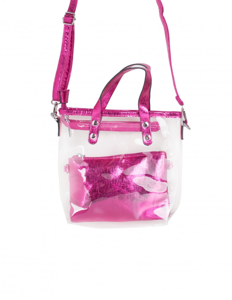 bolso metalizado fucsia 2