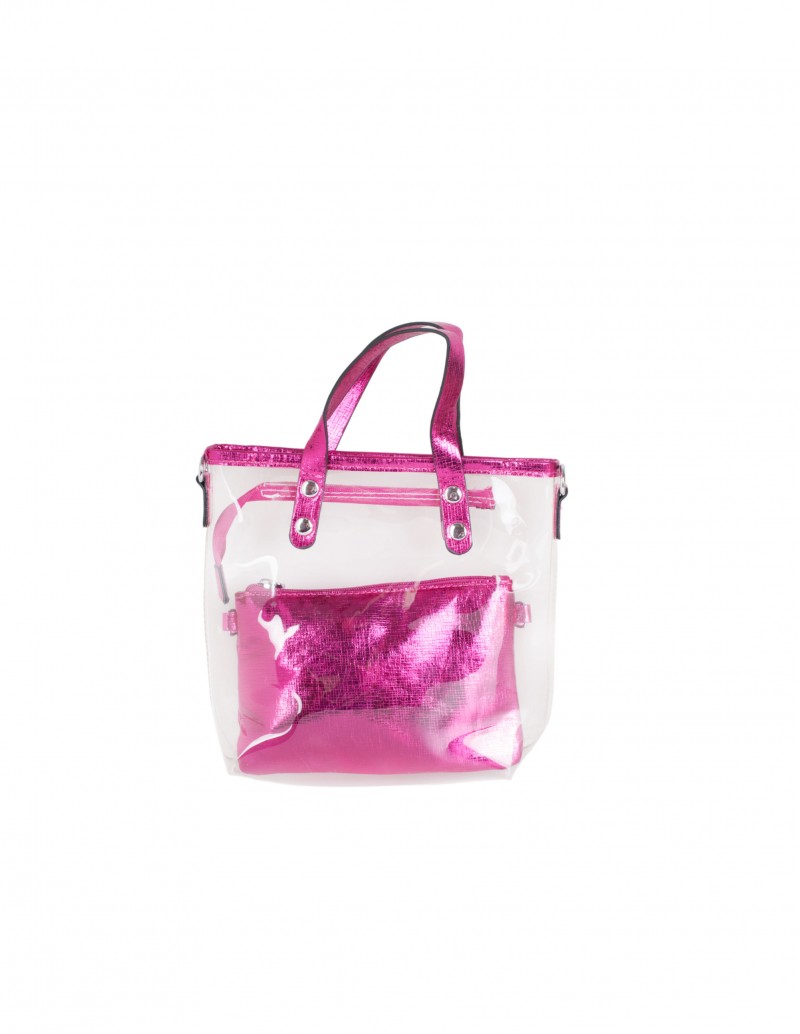bolso metalizado fucsia