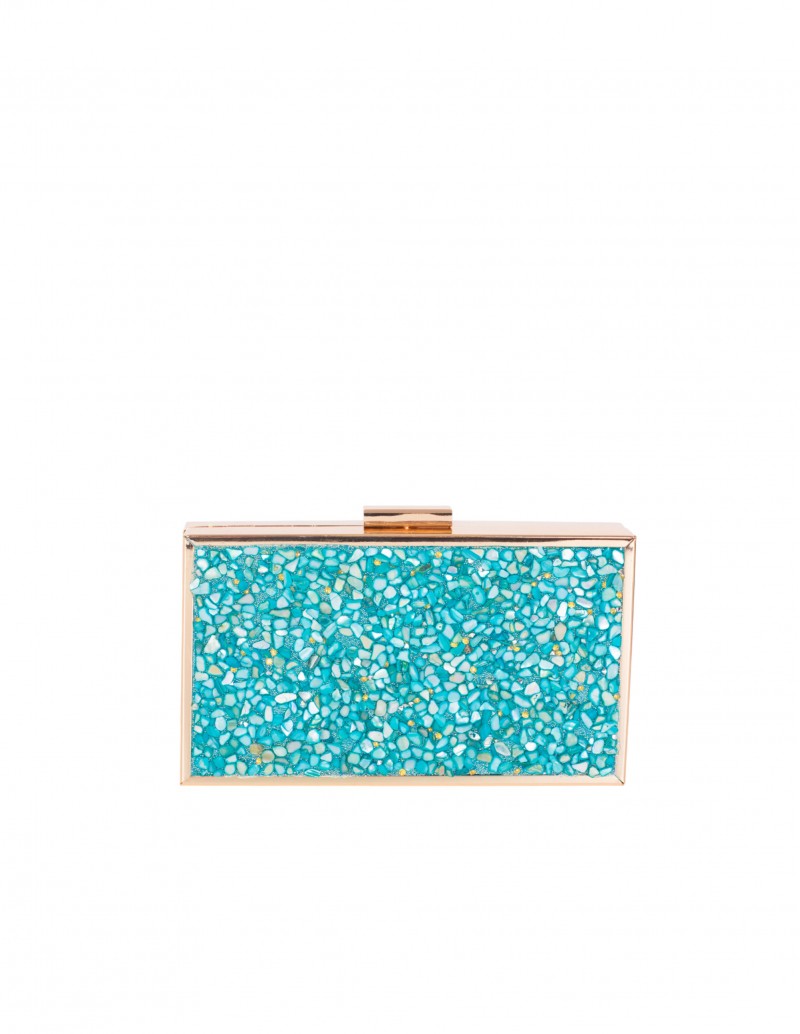 Clutch Fiesta Pedrería Turquesa