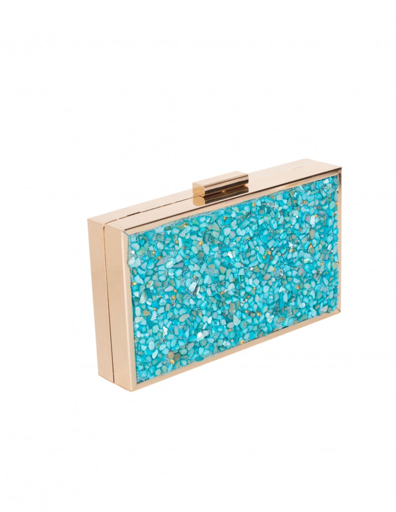 Clutch Fiesta Pedrería Turquesa 2