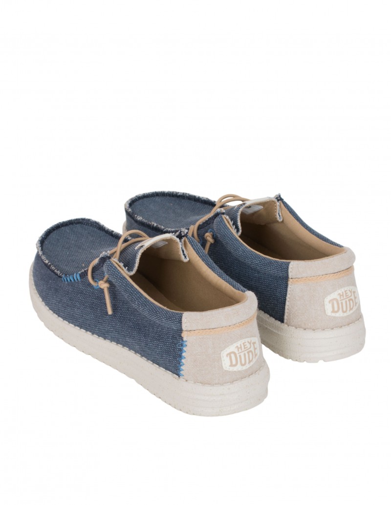 mocasines hombre tela azul