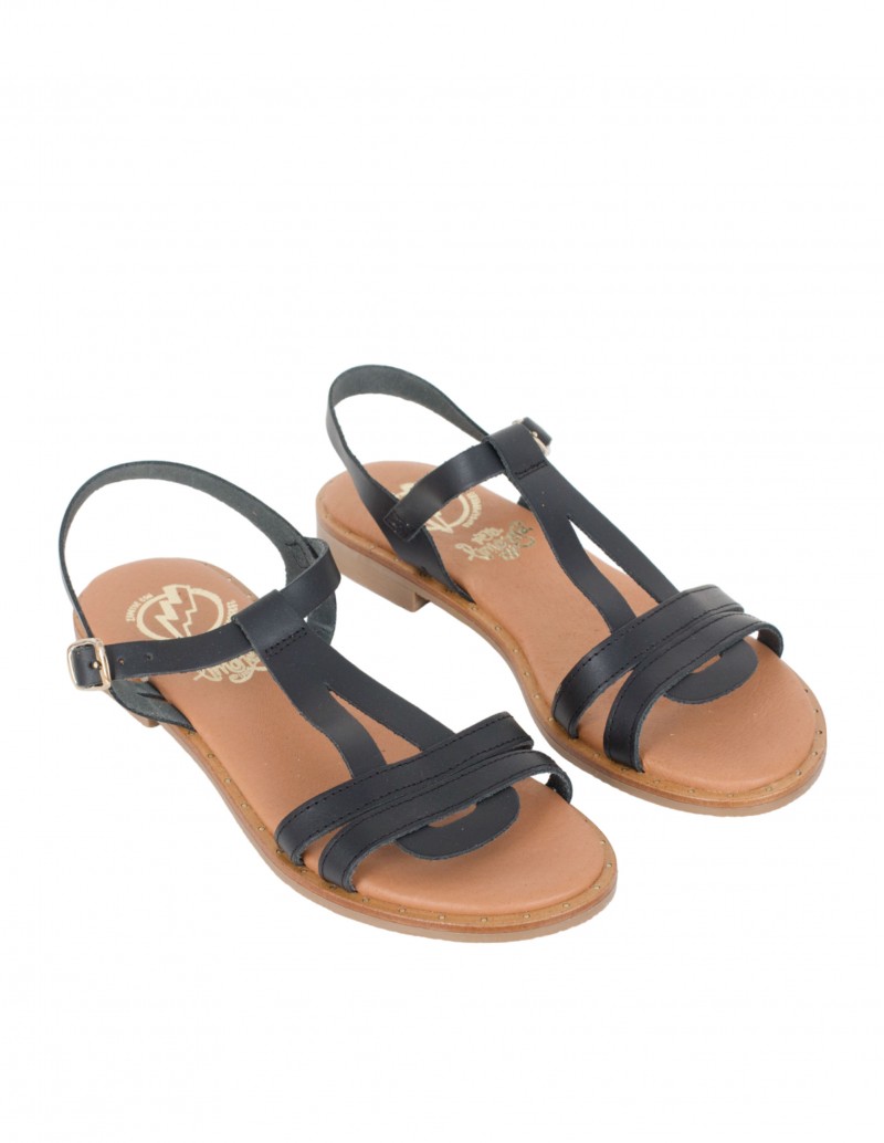 Sandalias Planas Negras Tiras Pera Limonera 2