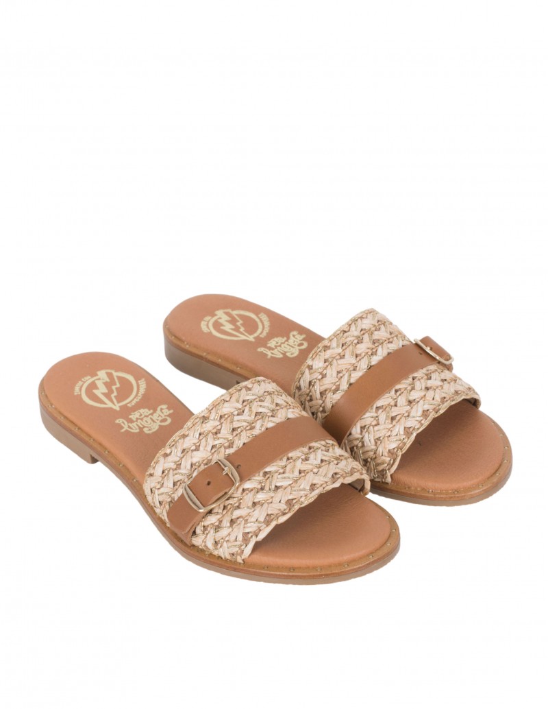 Sandalia Plana Rafia Trenzada PERA LIMONERA 2