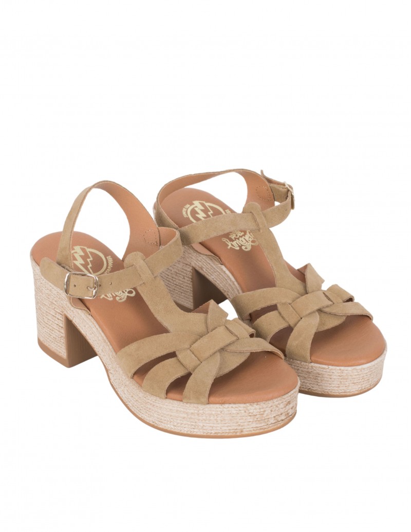 Sandalia Beige Tacón Ancho PERA LIMONERA 2
