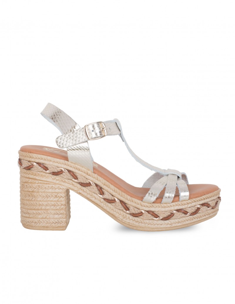 Sandalias Boho Tacón Plateadas PERA LIMONERA