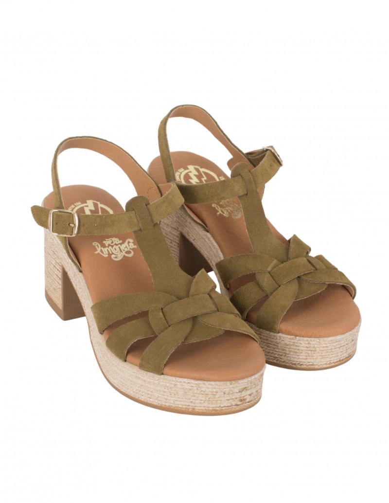 Sandalia Verde Tacón Ancho Pera Limonera 2