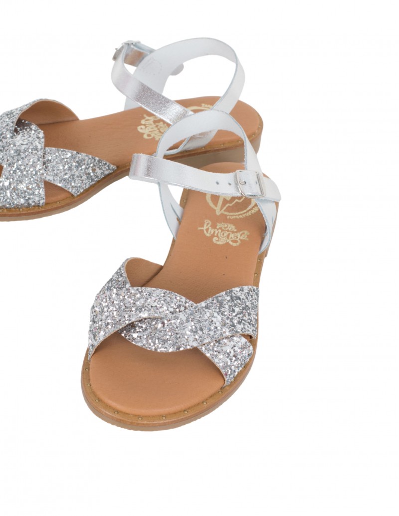 sandalias glitter plateadas