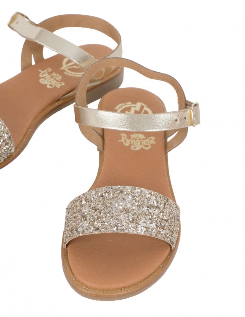 sandalias glitter doradas para mujer