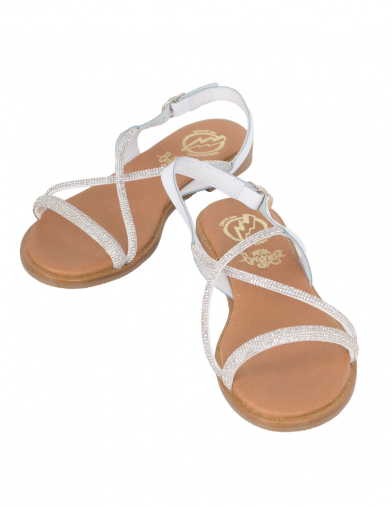 sandalias blancas tiras con brillos