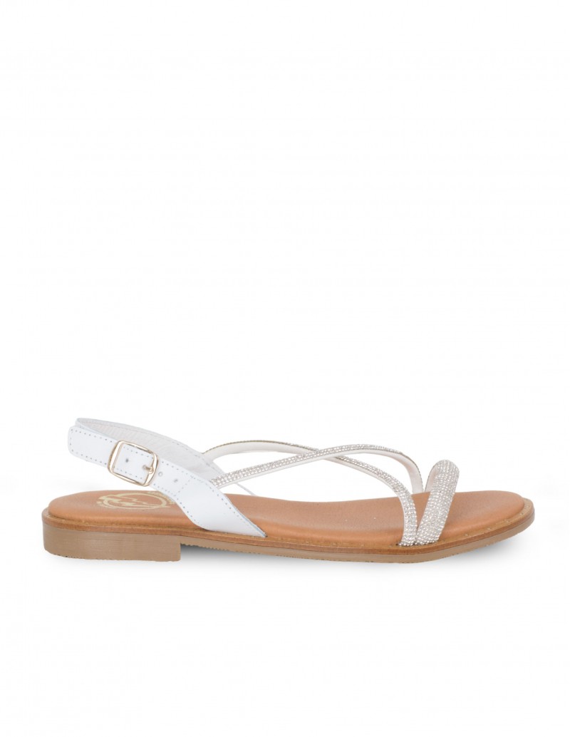 sandalias planas blancas para mujer