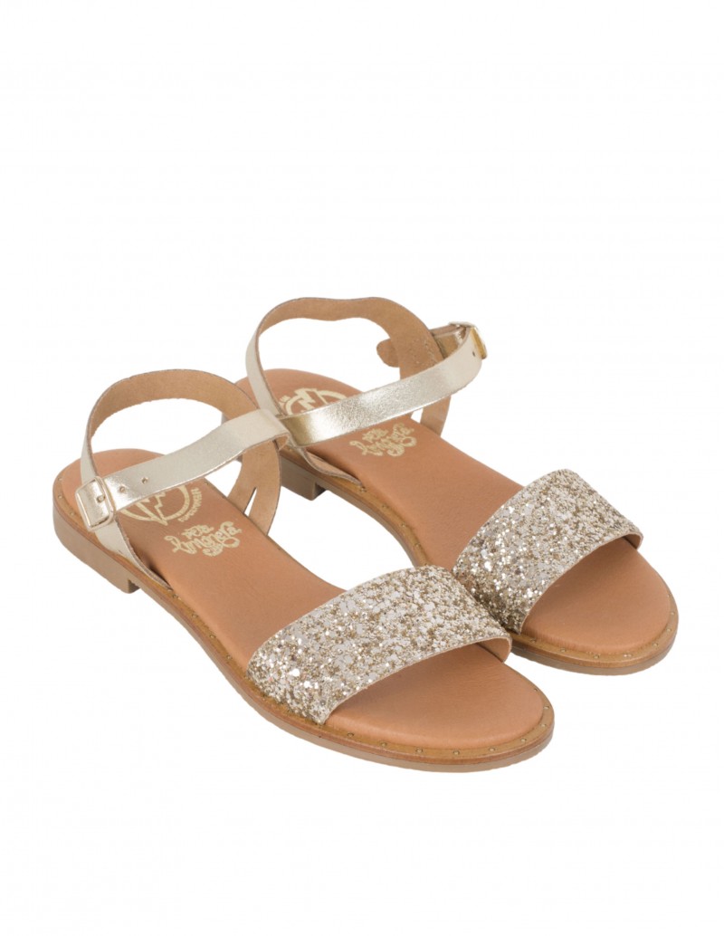 Sandalias Planas Purpurina Doradas PERA LIMONERA 2