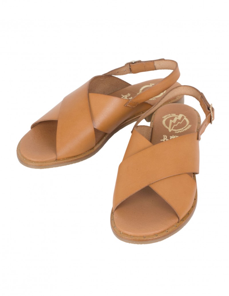 sandalias cuero cruzadas mujer