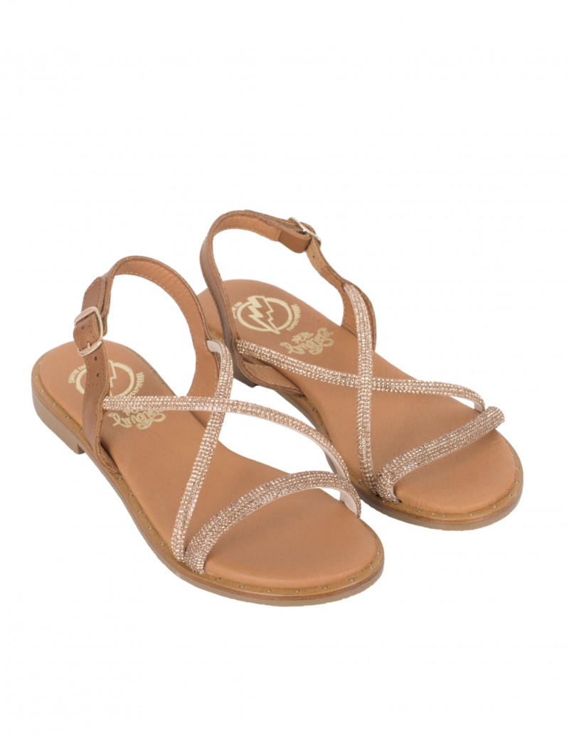 Sandalias Marrones Tiras Brillos PERA LIMONERA 2