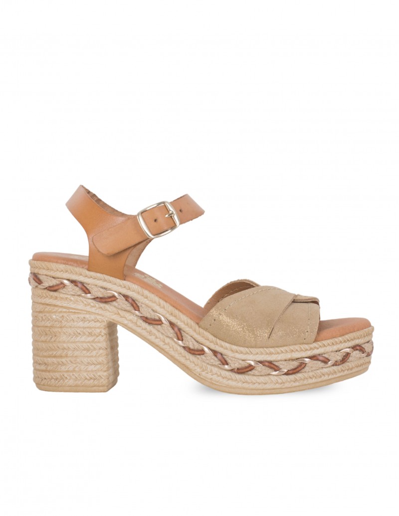 Sandalias Boho Tacón Beige PERA LIMONERA