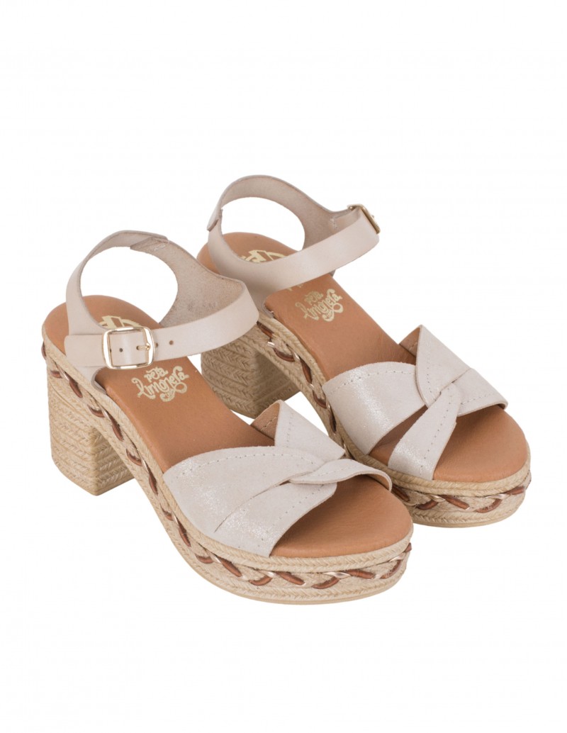 Sandalias Boho Tacón Beige PERA LIMONERA 2
