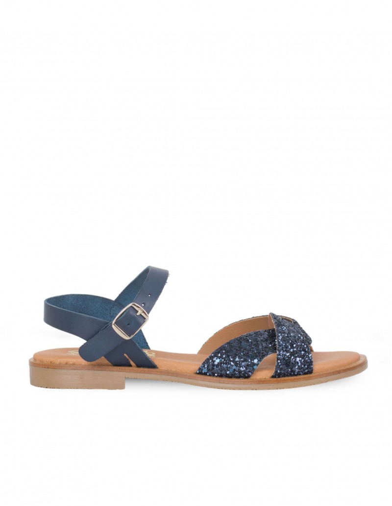 Sandalias Planas Glitter Azul Marino PERA LIMONERA