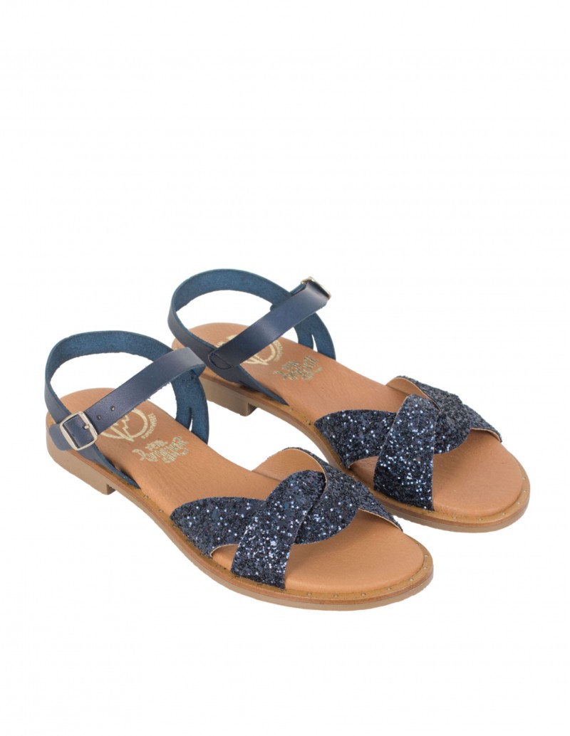 sandalias planas azul marino mujer