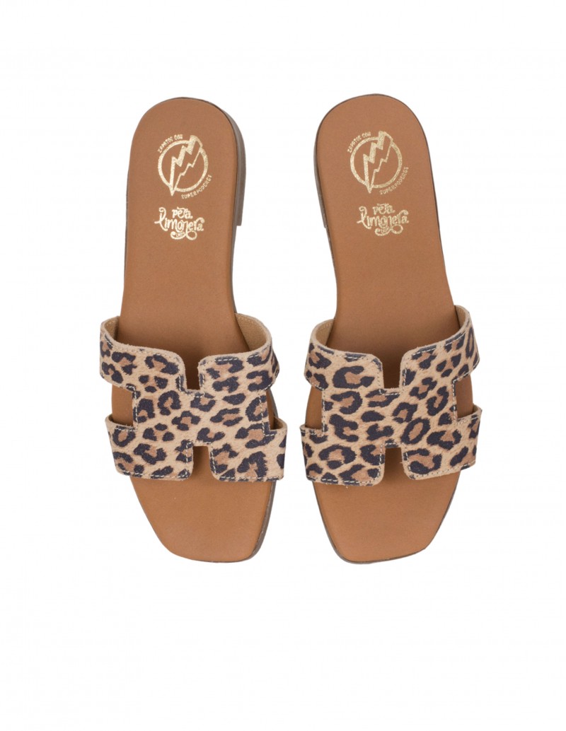 sandalia pala leopard print