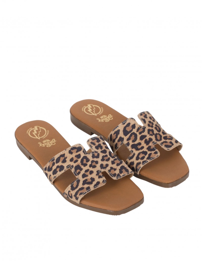 sandalias planas leopardo