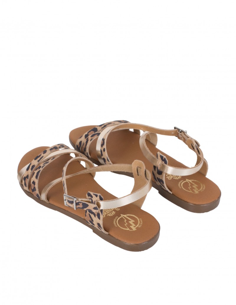 Sandalias Planas Tiras Animal Print PERA LIMONERA