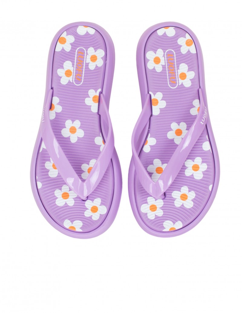 Chanclas Plataforma Violeta Margaritas