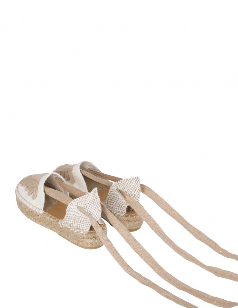 Esparteñas Cintas Beige Plataforma Plana