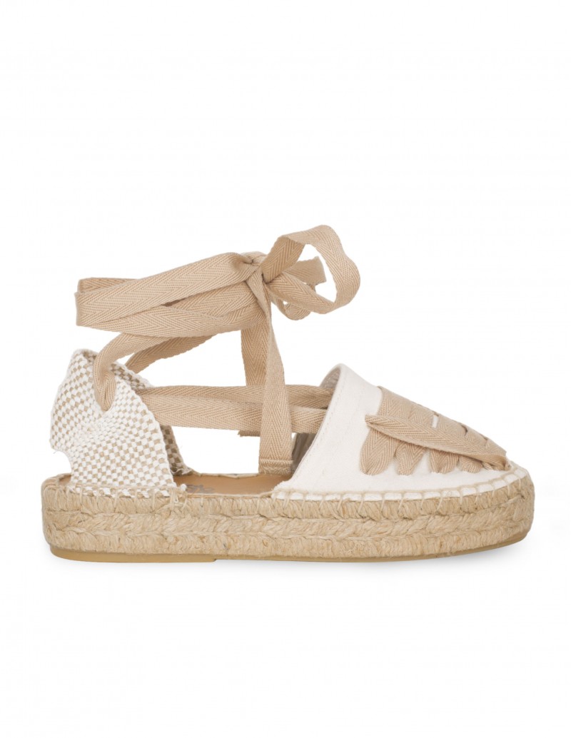 Alpargatas Plataforma Cintas Beige PERA LIMONERA