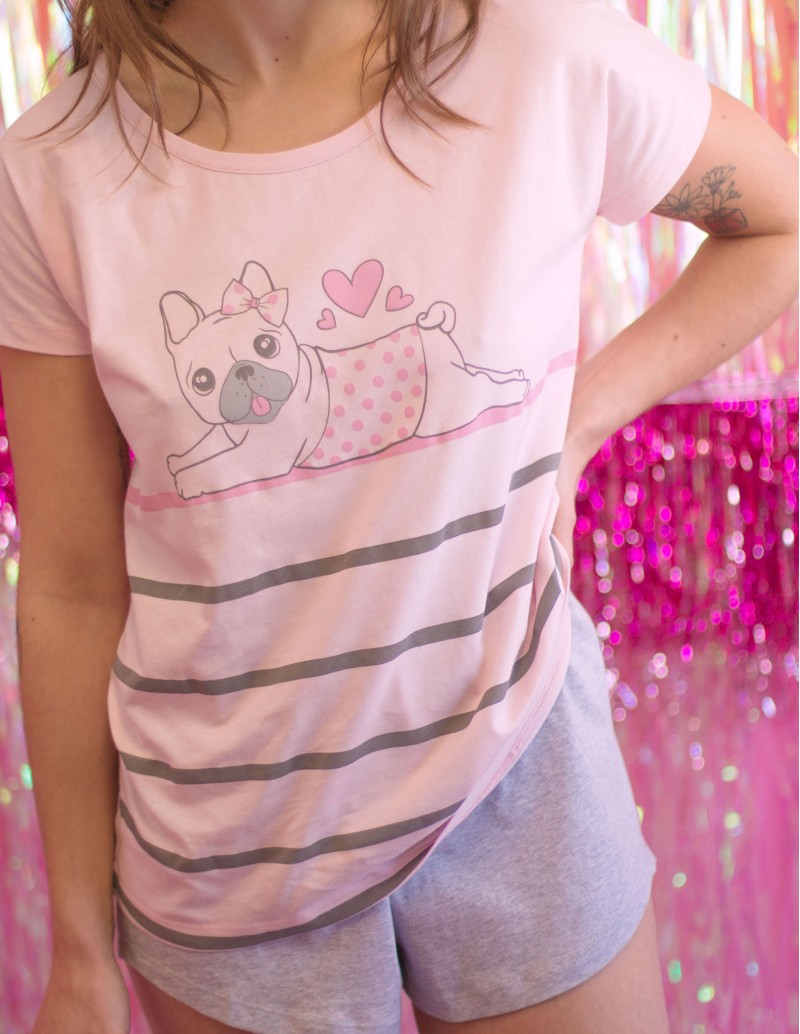 pijama corto rosa
