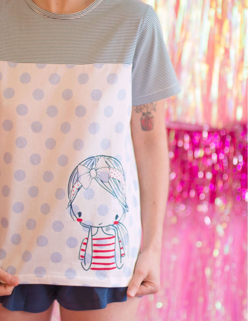 Pijama Corto Algodón Azul 2