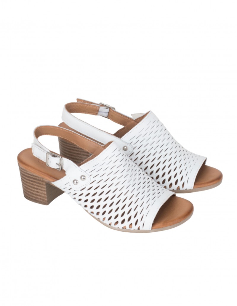 Sandalias Tacón Piel Blancas SALONISSIMOS 2