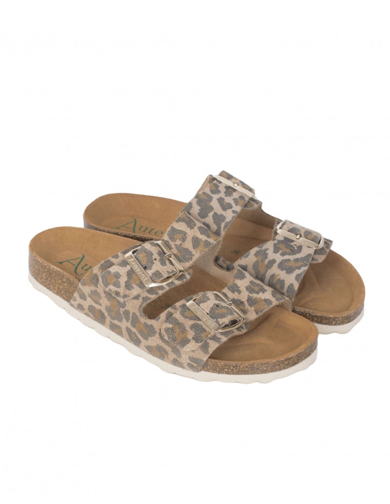 sandalias animal print piel