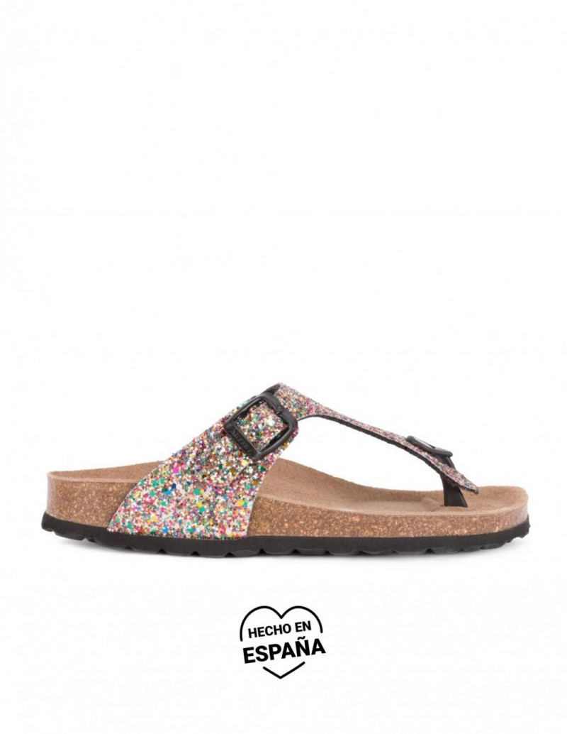 AUTENTI Sandalias Glitter Suela Corcho