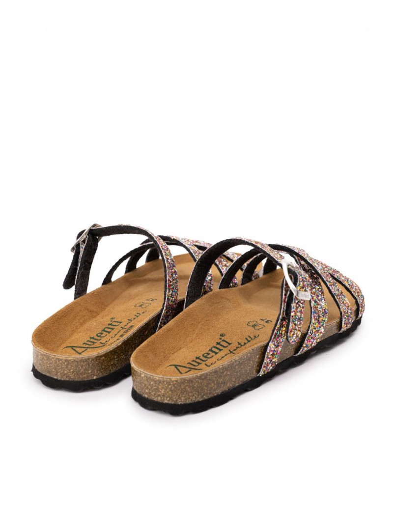 AUTENTI Sandalias Tiras Glitter Suela Corcho