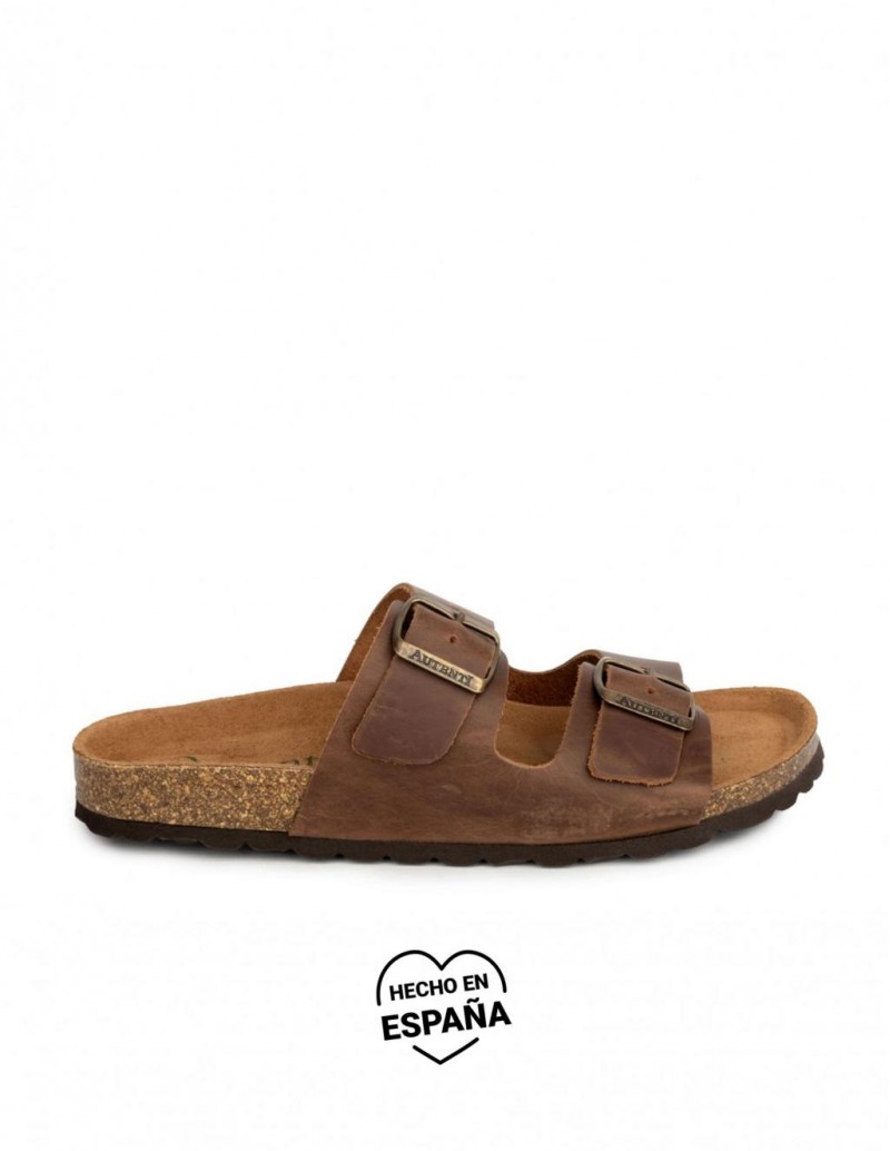 AUTENTI Sandalias Bio Hombre Hebillas Marron