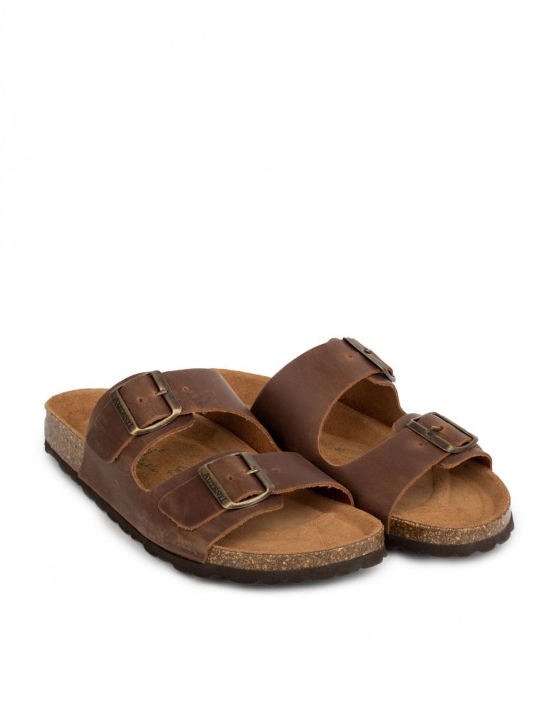 AUTENTI Sandalias Bio Hombre Hebillas Marron