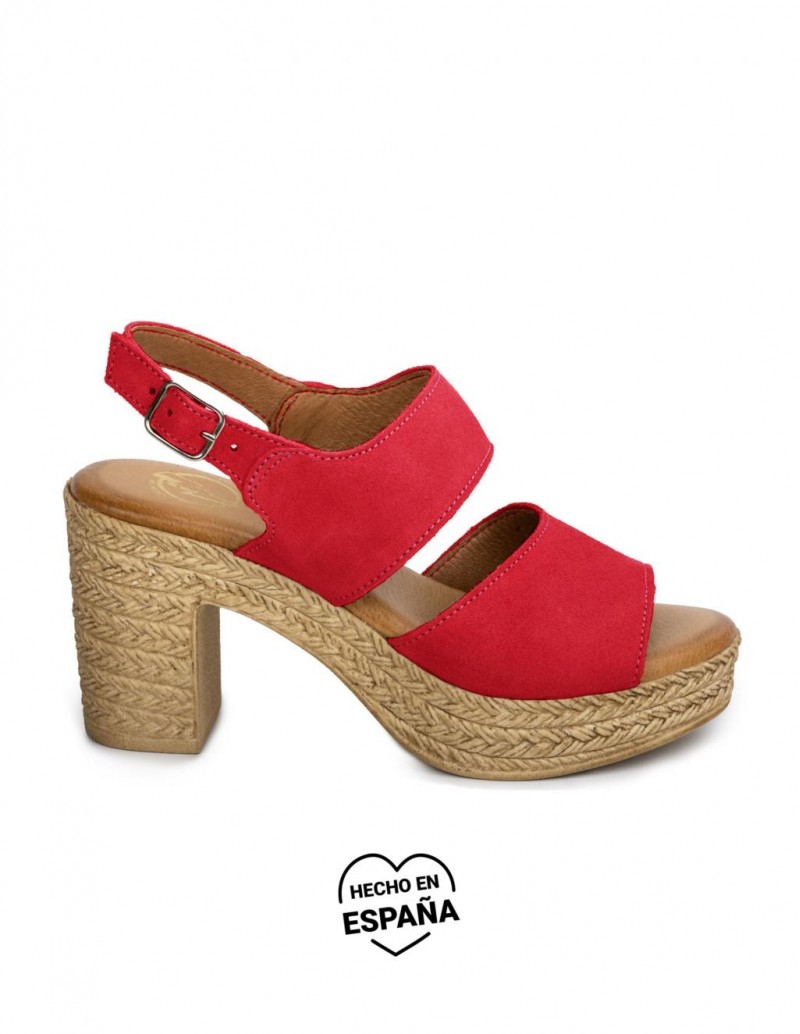 Sandalias Tacon Esparto Rojo PERA LIMONERA