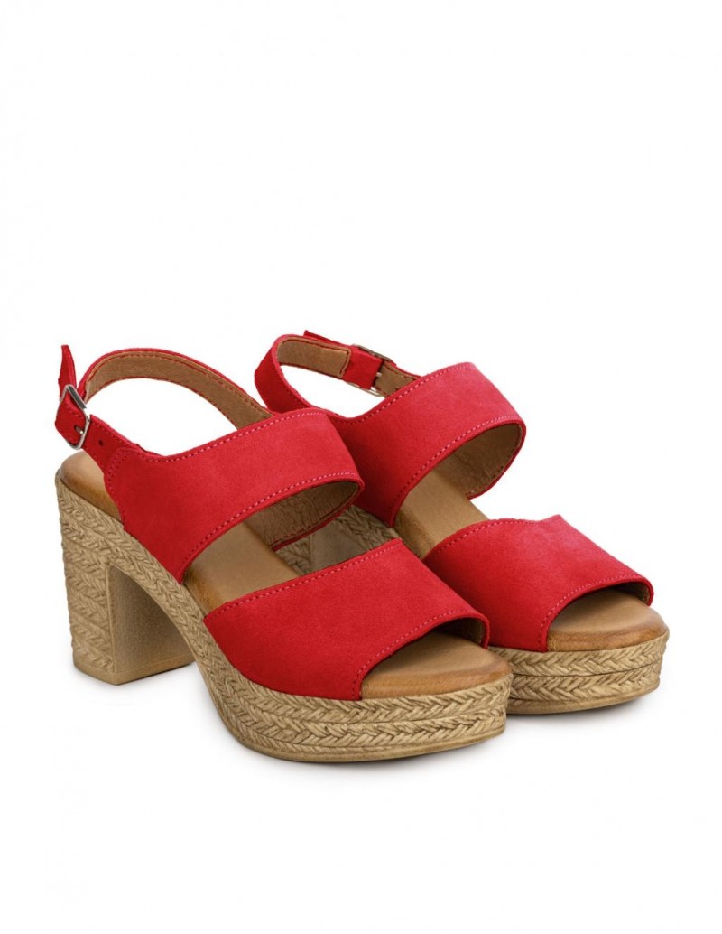 Sandalias Tacon Esparto Rojo PERA LIMONERA