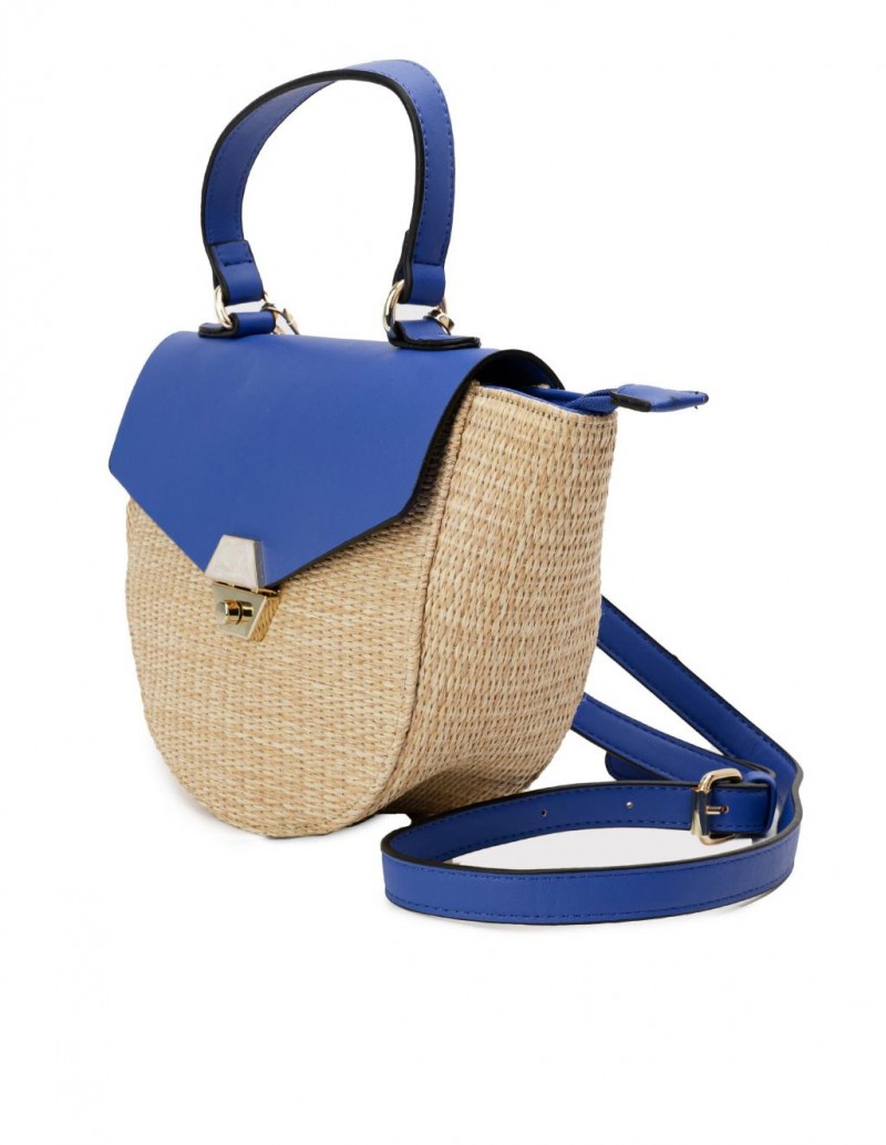 Bolso Rafia Asa Corta Azul