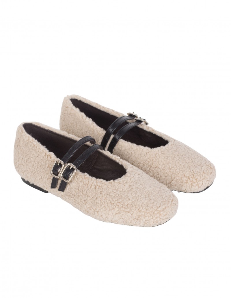 bailarinas borrego beige mujer