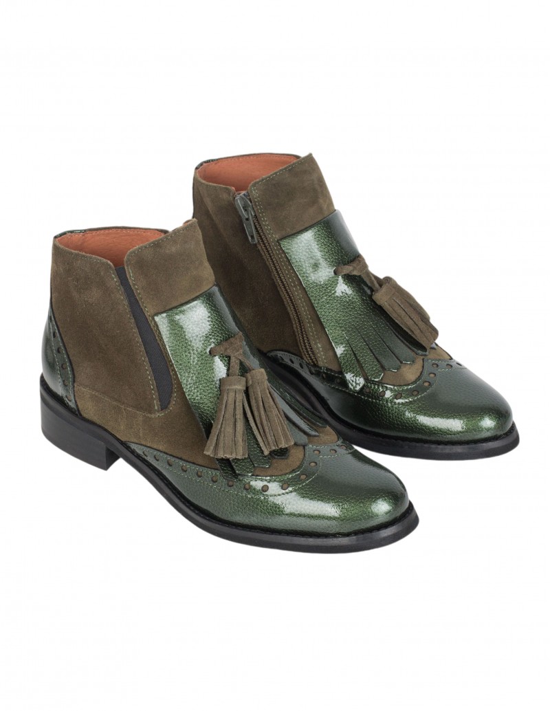 Botines Planos Charol Verdes SALONISSIMOS 2