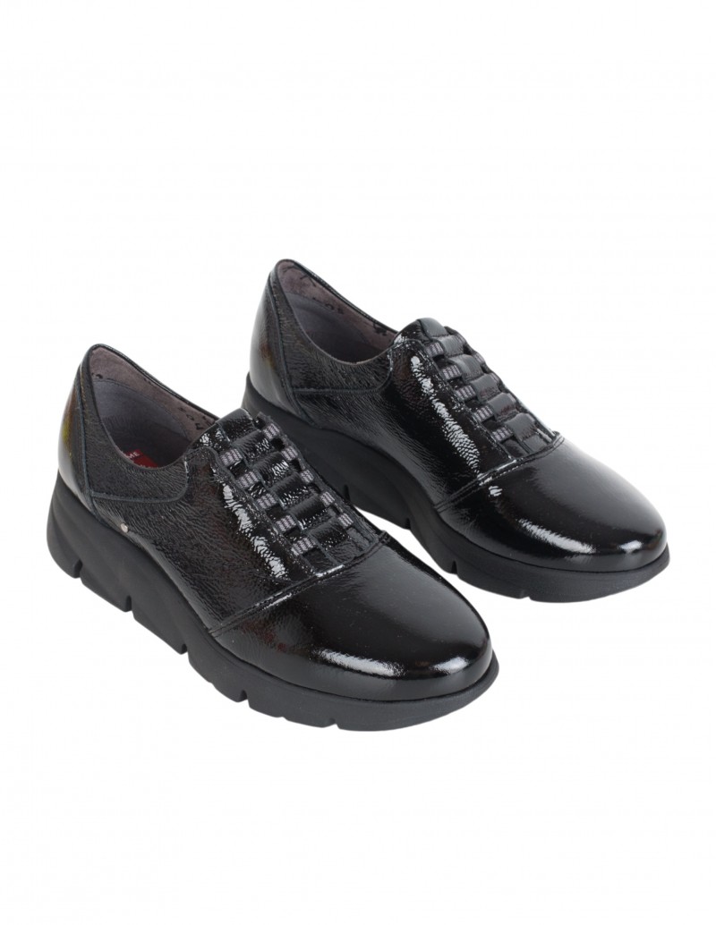FLUCHOS Zapatos Cuña Charol Negros 2