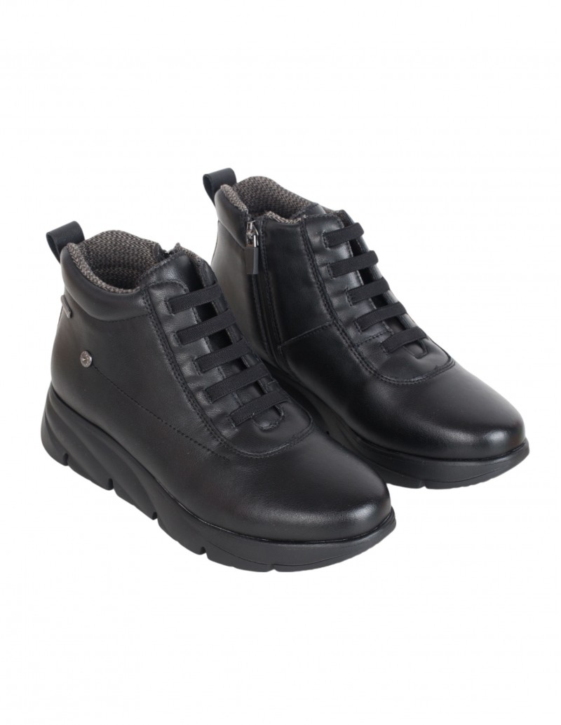 Botines Impermeables Cordones Elasticos Negro 2